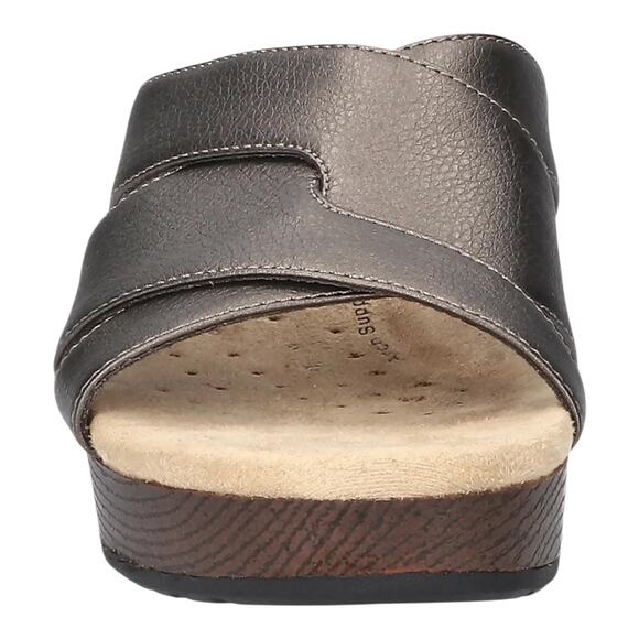 Easy Street Women's Ren Slip Resistant Slip On Wedge Sandals Pewter Size 6 1/2 W - Picture 3 of 5